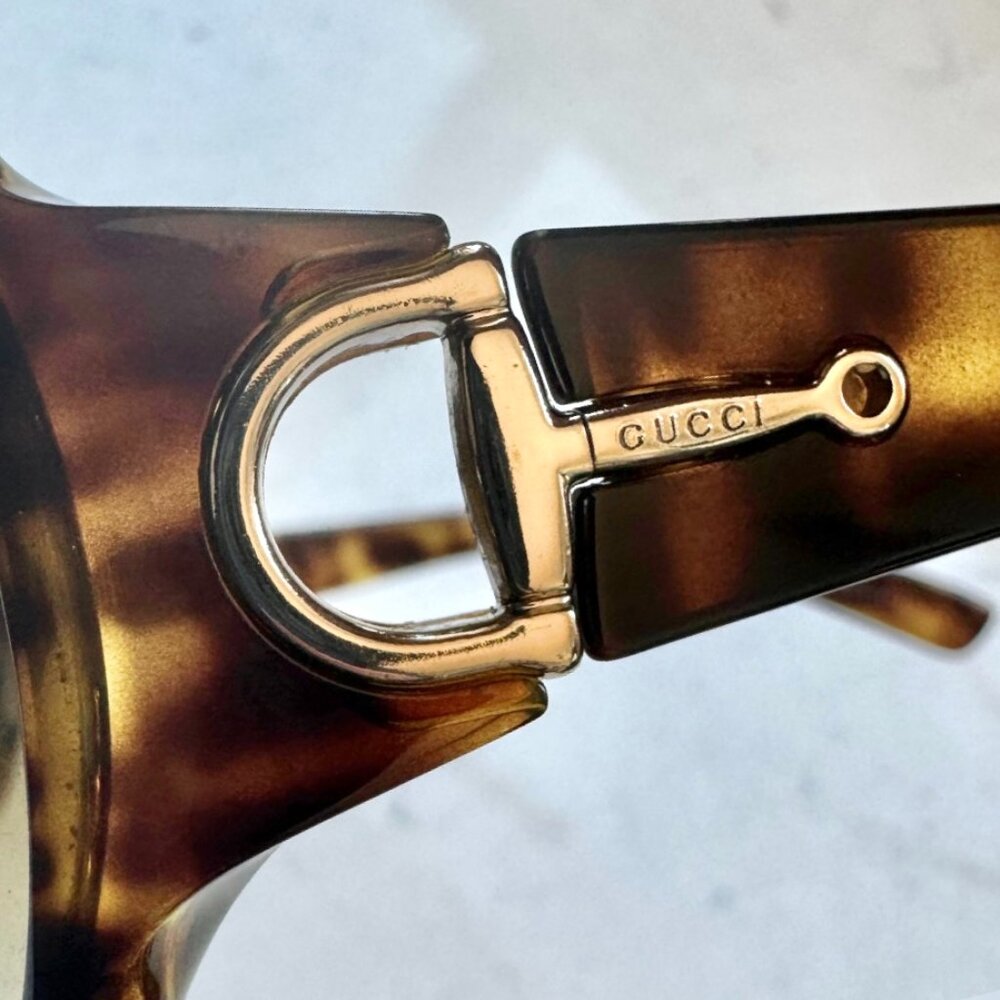 Vintage GUCCI Gold Horsebit Sunglasses - Brown Tortoise Shell GG2574/S ITALY